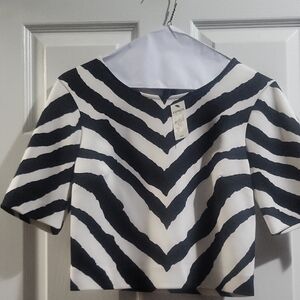 Express Black and White Chevron Crop Top